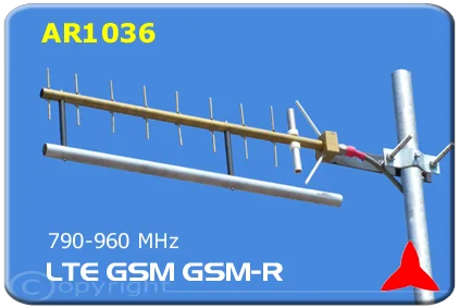 AR1036.ZDireccional Yagi antena bajo impacto visual 790-960 MHz GSM GSM-R LTE 4g