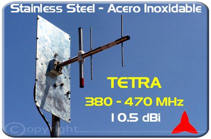 AR1046 Antenas direccionales Tetra Banda Ancha 10.5 dBi 380 ÷ 470 MHz Protel